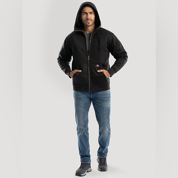 WRANGLER WORKWEAR SHERPA LINED HOODED SWEATSHIRT BLACK SIZE LARGE - Picture 3 of 13